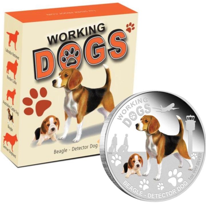 2011 Perth Mint $1 1oz Working Dogs Beagle Detector Dog Silver Coin